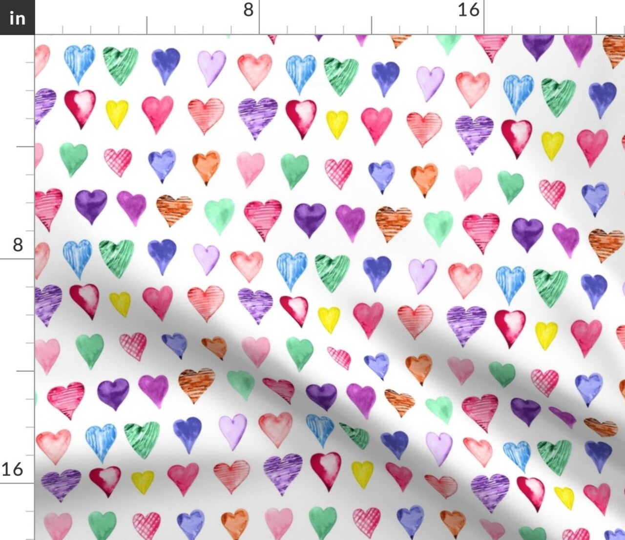 Rainbow Hearts Boho Whimsical Valentines Colorful Valentine Red Purple Custom Printed Fabric by Spoonflower Various Fabrics by the Yard or Fat Quarter